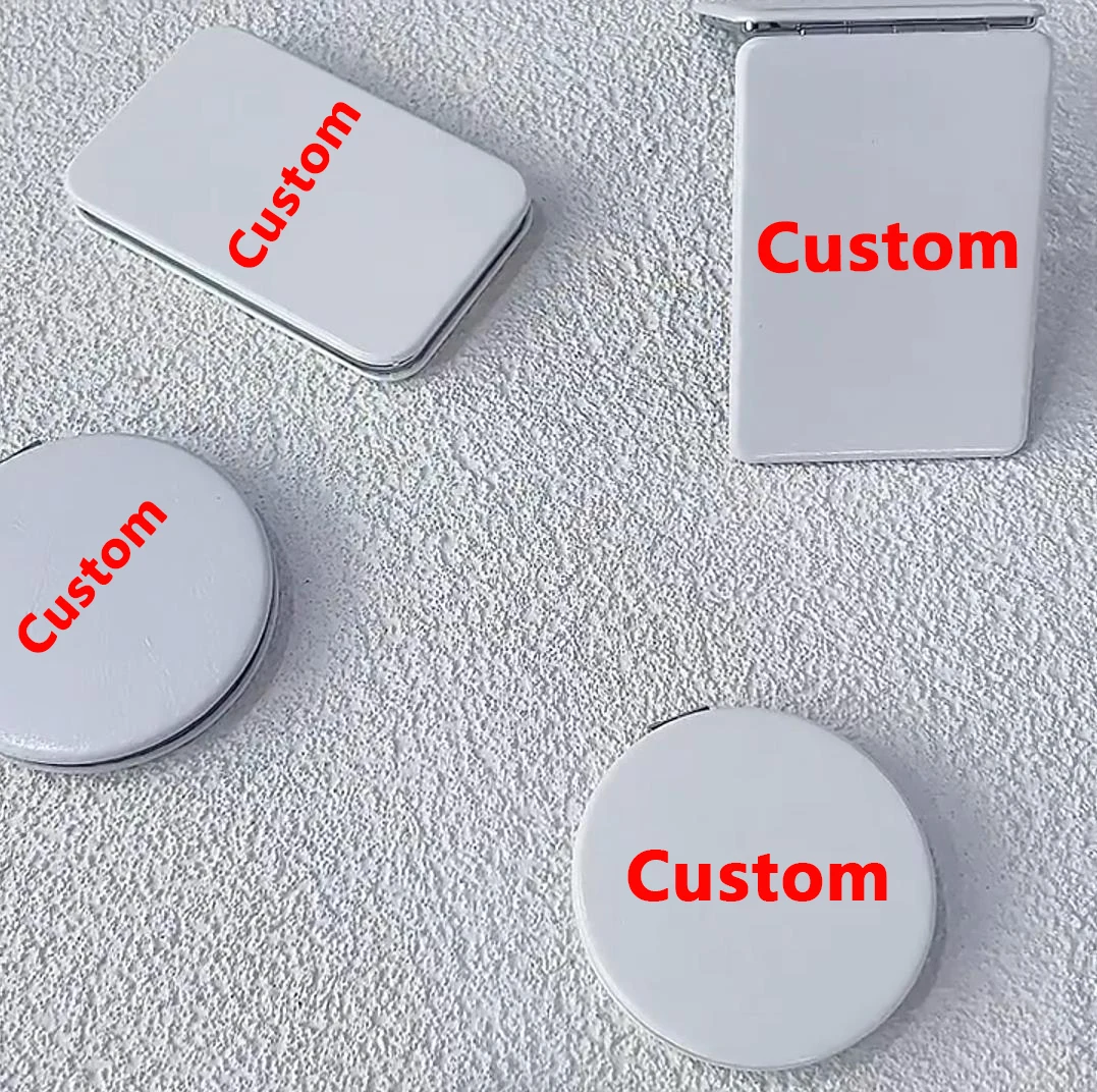 Customized Double Sides PU Leather Cover Magnifying Vanity Mirror Pocket Makeup Mirror for Gift Souvenir