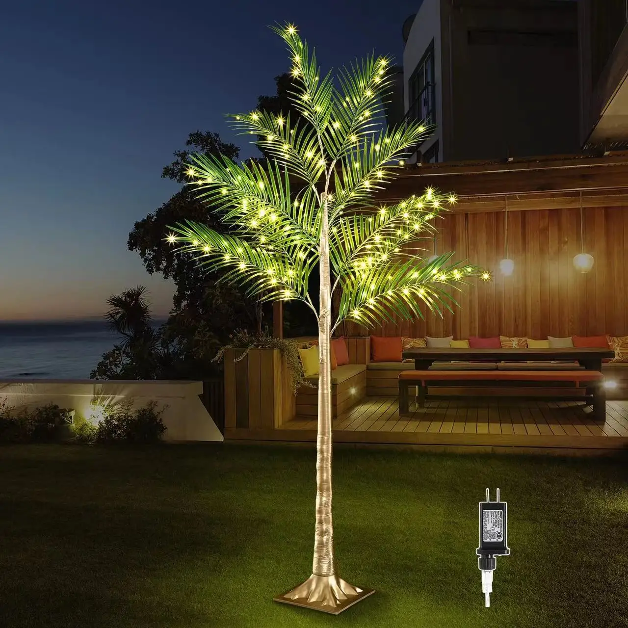 Lighted palm tree led metal palm trees artificial palm tree decoration for home party christmas indoor outdoor