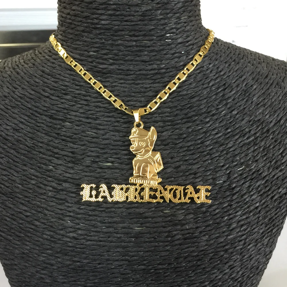 Luxury Fashion Real Gold 14K 18K Cursive Pinterest Jewellery Women Chain Custom Signature Kids Name Playe Cartoon Necklace Pic