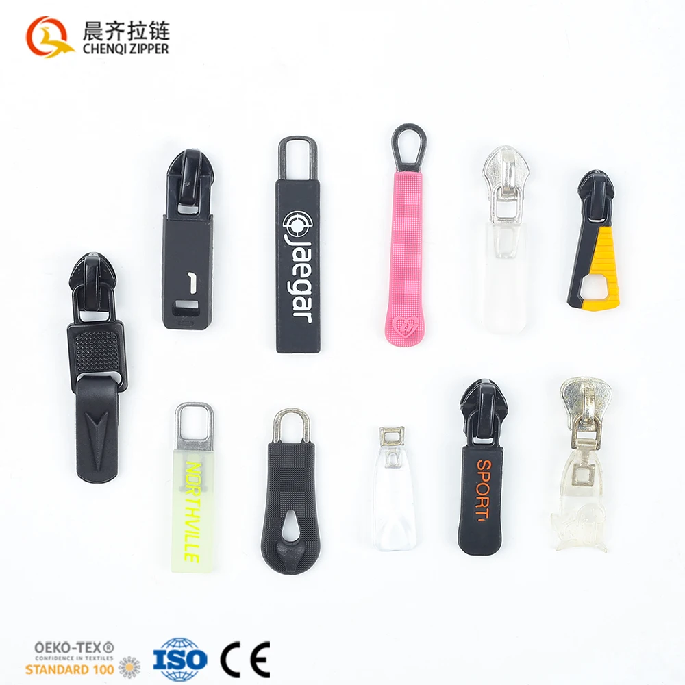 Factory Price Design Logo Custom Logo 5# 8# Colorful Pattern Injection Moulding Zipper Slider Puller Pull For Jackets