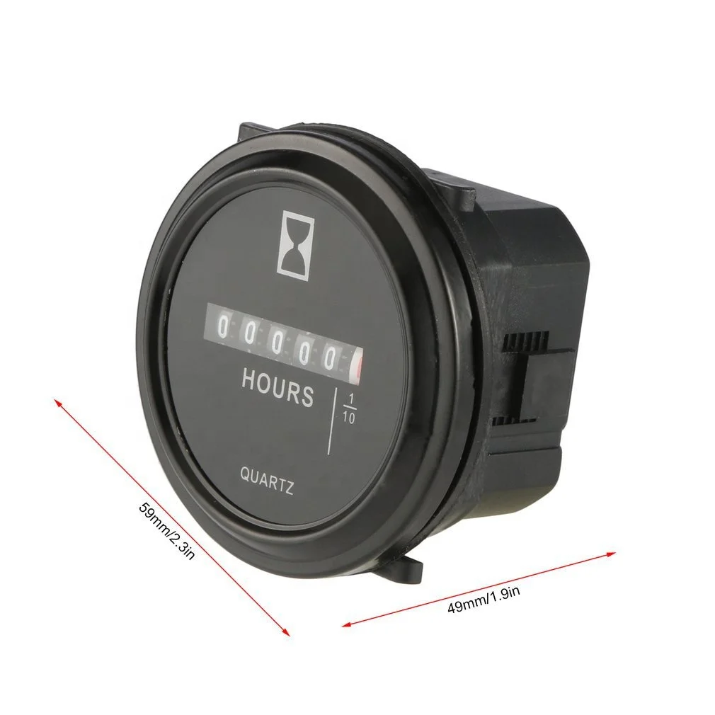 6 Digits Digital Hour Meter Hourmeter Cart Marine Boat Generator Engine 1075Hz 0.3W 6-80Vvolt DC Black 0 to 99999.9 Hours Timer