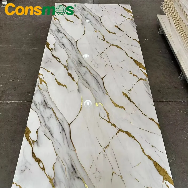 High Gloss UV Board Waterproof 3D Wall Panel PVC Marble Sheet for Decor