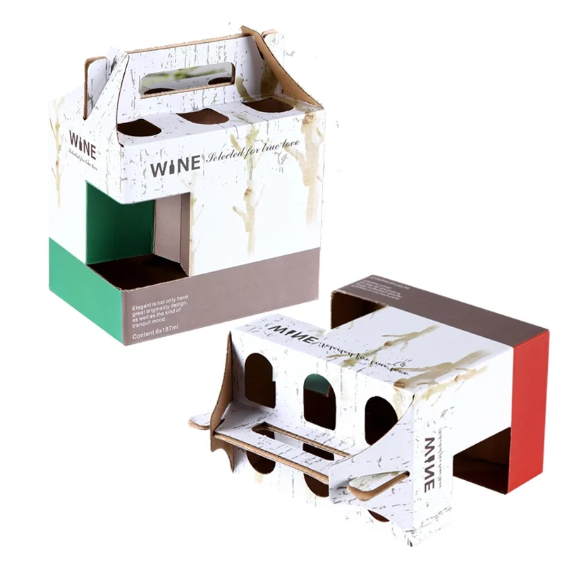 Cheap Price Custom Six Pack Carrier Liquor Beer Box Foldable Kraft Paper Corrugated Carton Wine Packages Gift Box for Bottles