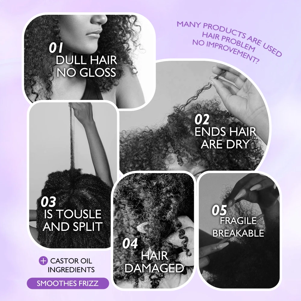 Organic kinky curly knot castor oil moisture strengthen restore leave in conditioner silicone free for african hair