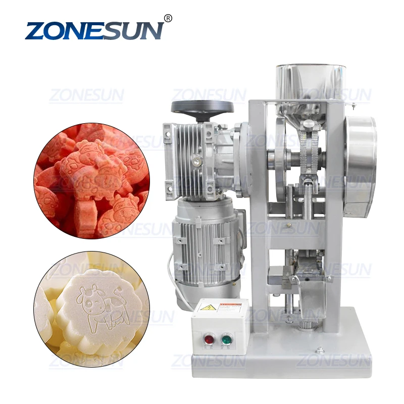 ZONESUN CandyLand DP60A Electric Effervescent Tablet Pressing Machine Candy Sugar Maker Single Punch Pill Press Making Machine