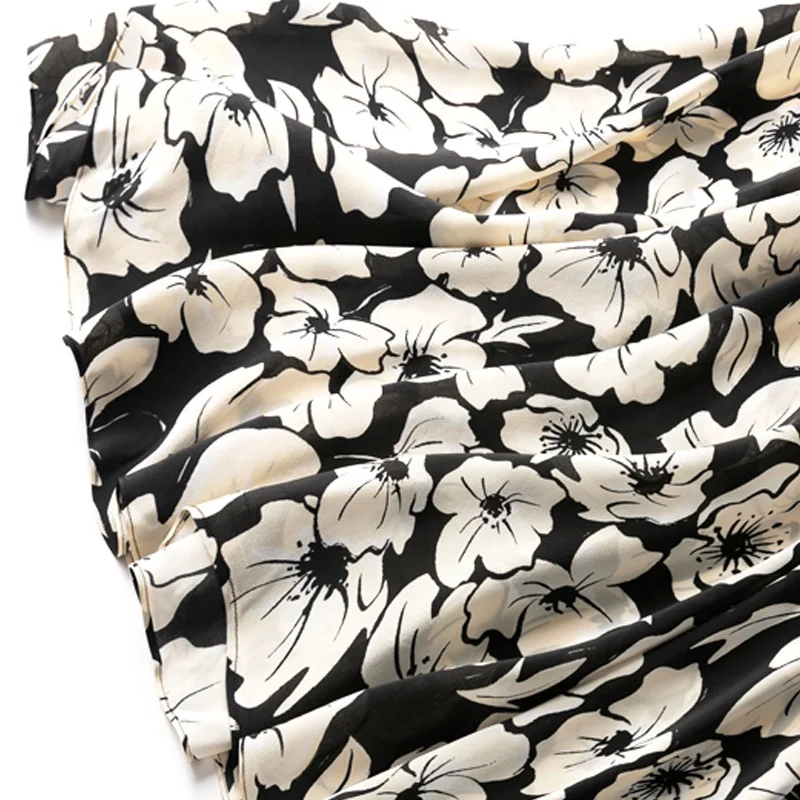 Wholesale 100% Pure Silk Skirts Women Printing Two Layer Loose Big Bottom Chic Clothes 2023 New Summer D34010C