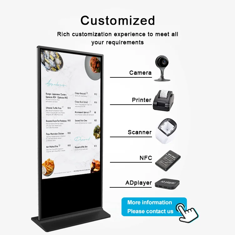 55 Inch Full Hd Lcd Digital Signage Display Stand Indoor Advertising Kiosk