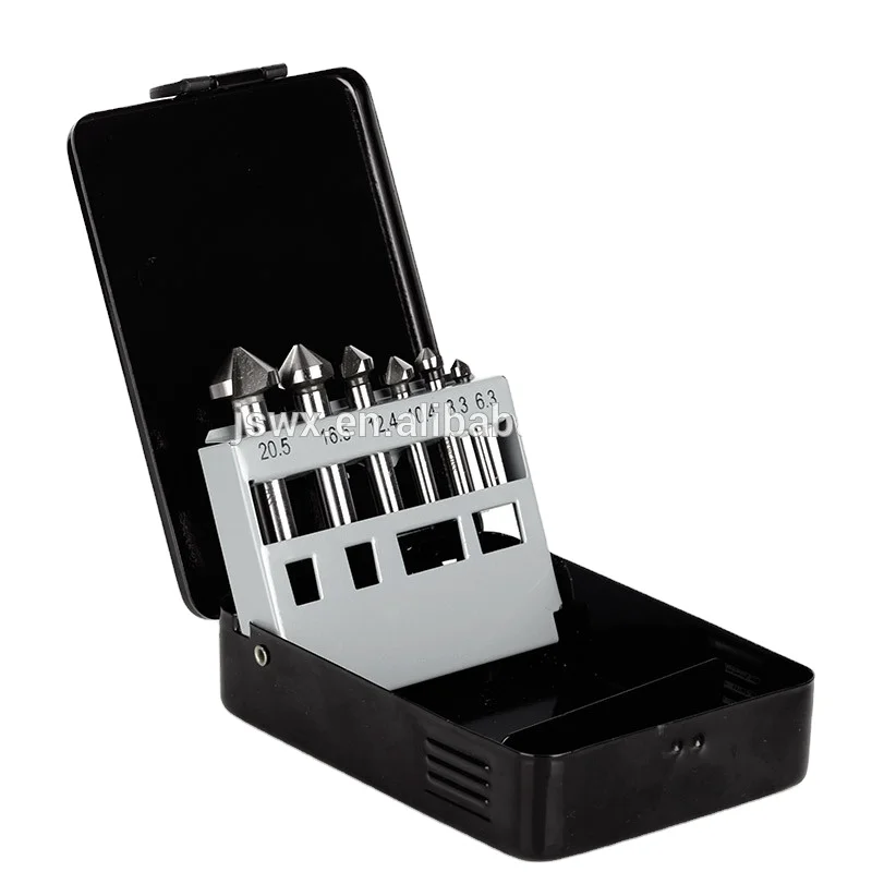 WEIX Hot selling 6pcs set/box  HSS 6542 Quality Chamfer Countersink Milling Cutter Drill Bit