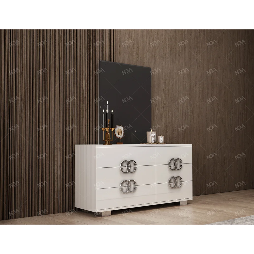 Luxury Royal Adult Bedroom Set King Size Home Hotel High Gloss Bedroom Furniture Set With Nightstand Dresser And Chest