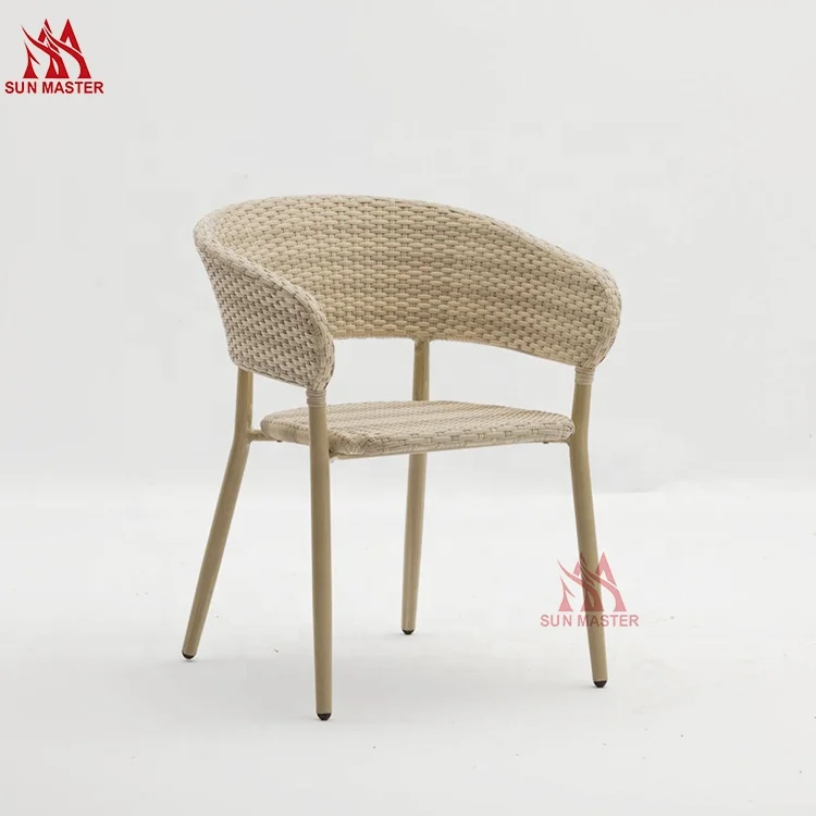 Wholesale Modern UV Resistant Outdoor Rattan Wicker Stackable Armchair Garden Patio Bistro Living Room Beach Leisure Furniture