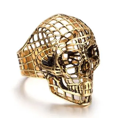 Mens Retro Skull Ring  Carved Cross Rings Accessories Punk Gothic Engraved Ring for Men