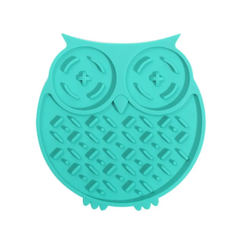 Силиконовый коврик для собак с медленной кормушкой, коврик для ласки в форме совы, экологически чистый коврик для ласки собак