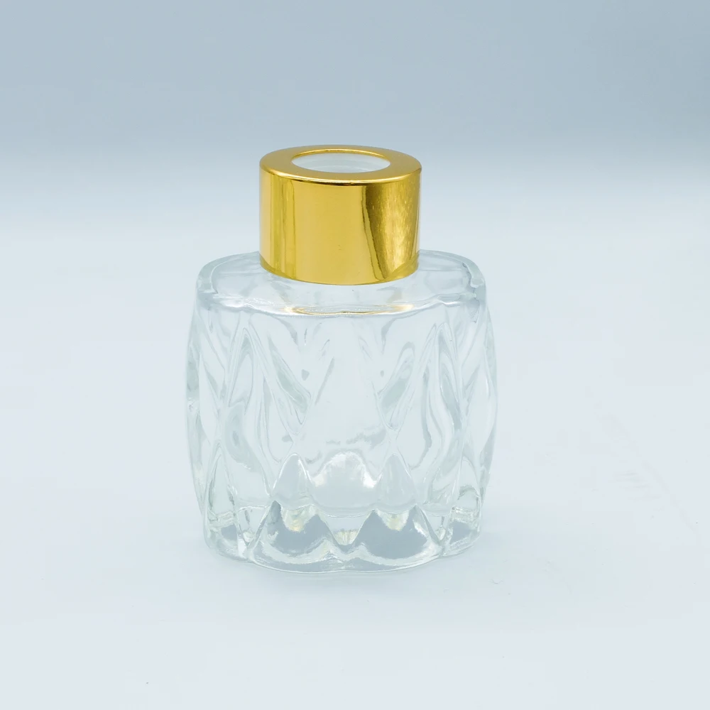Top Supplier Luxury 50ml Small Clear Essential Oil Cosmetic Perfume Reed Diffusers Bottle with Rose Gold Mat Screw Lid/Cap/Top
