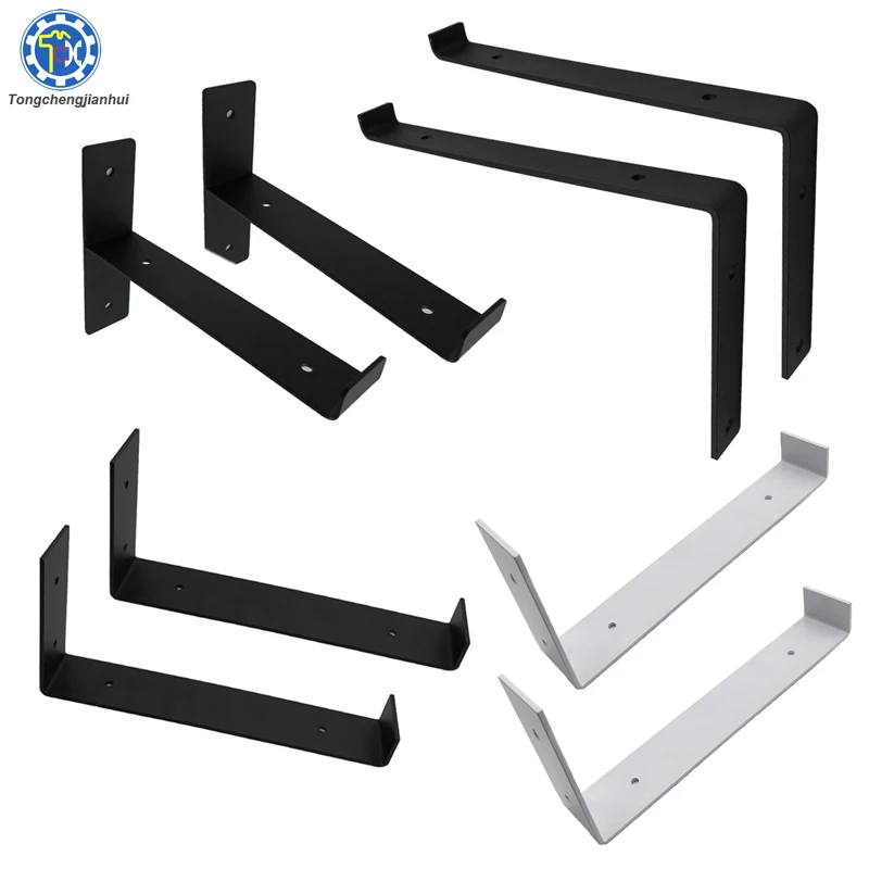Custom Made Heavy Duty Sheet Metal Stamping or Bending Black Powder Coated Floating Shelf Bracket
