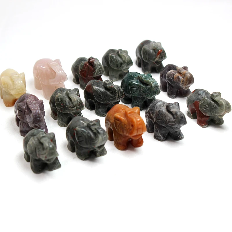 Wholesale natural gemstone  animals carved crystal elephant quartz stone for Home Decoration