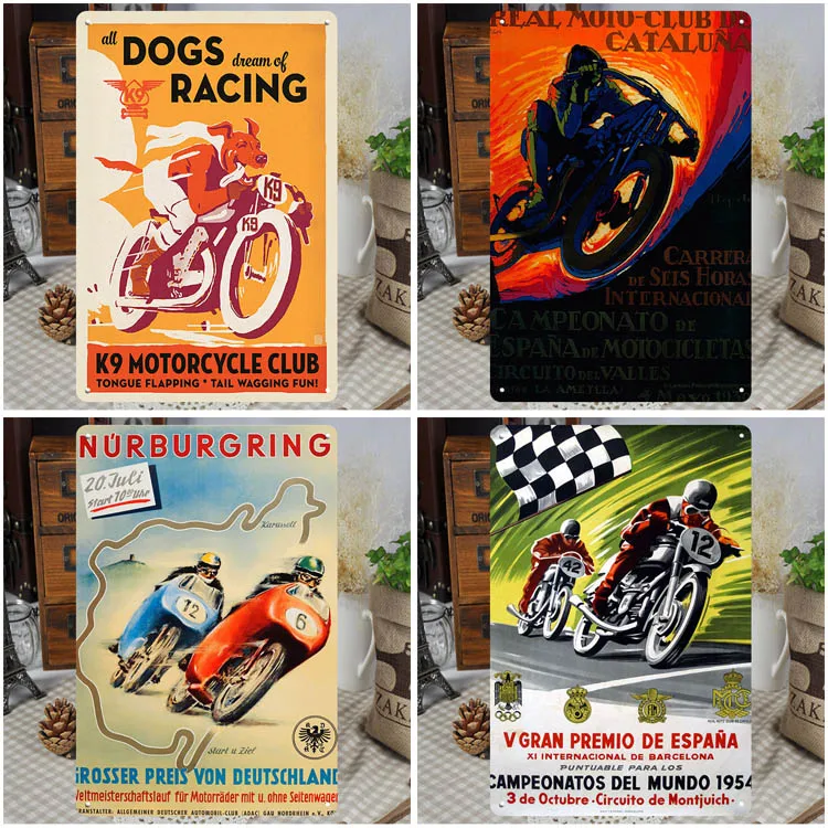 Vintage Racing Metal Poster Motor Garage Wall Decor Classic Motorcycle 20x30cm Tin Sign Motor Metal Sign Club Bar Pub Decor