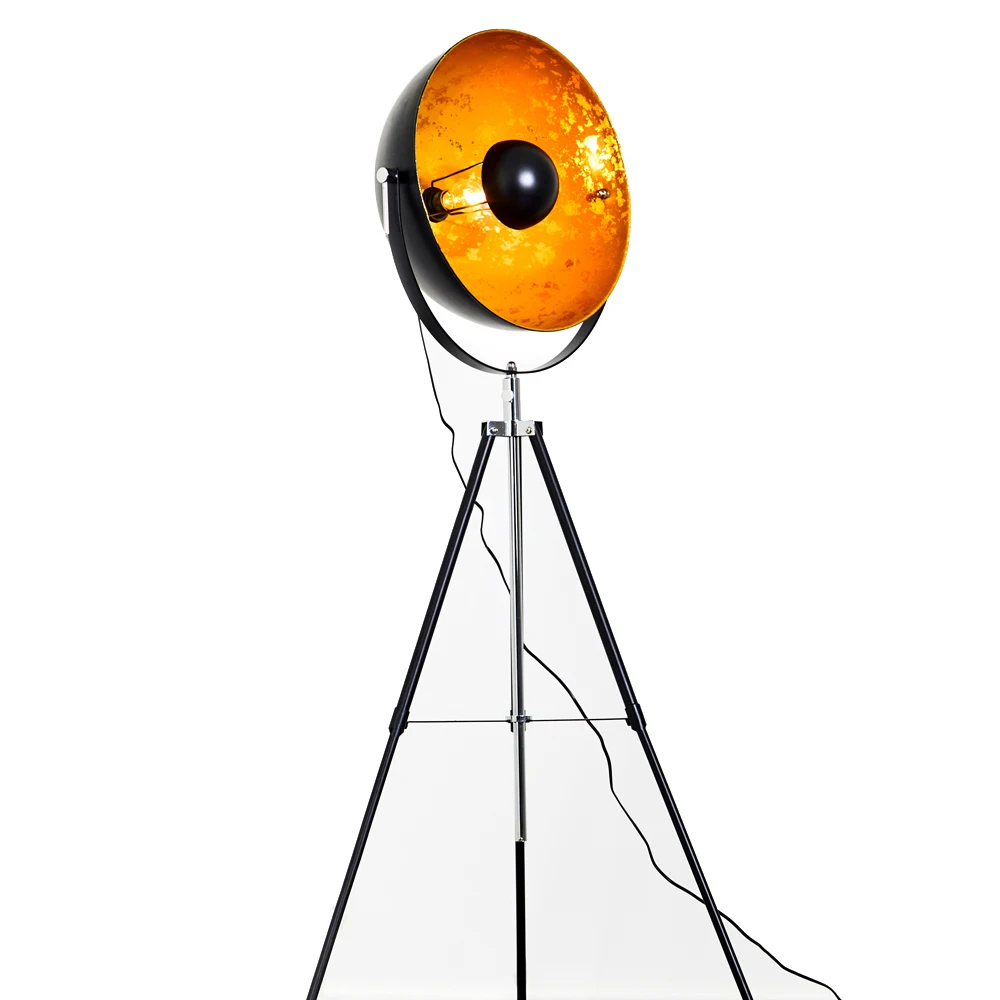 Art Style Floor Lamps Photostudio Vintage Creative Golden Metal E27 Tripod Standing Floor Lamp