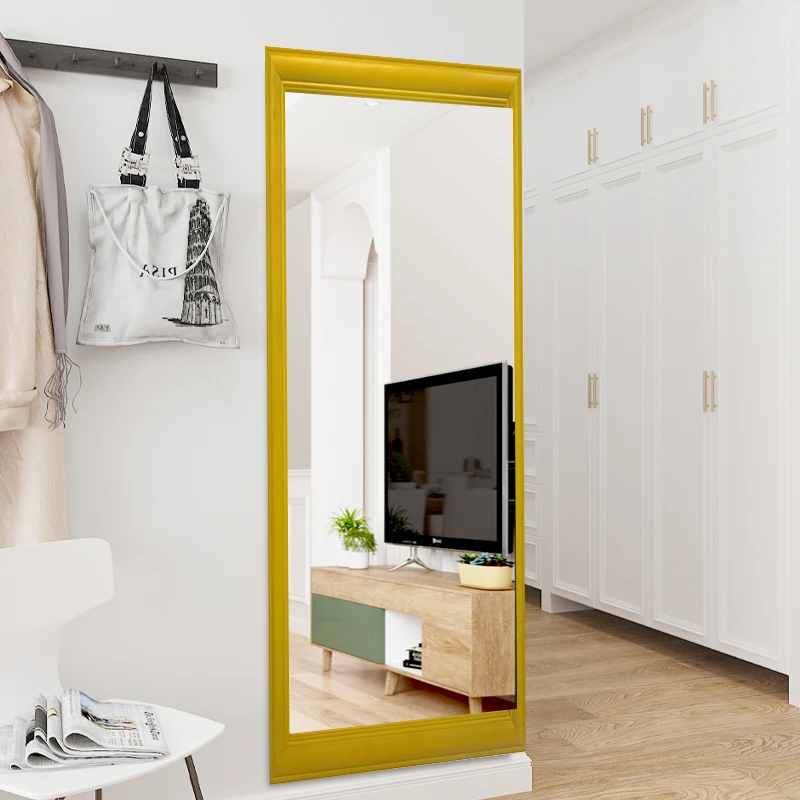Mengkai Wholesale Gold Aluminum Frame Arch Decorative Modern Dressing Room Wall Full Length Floor Mirror