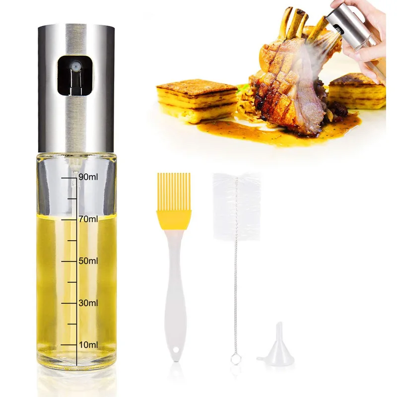 Best Seller Baking Edible 100ml 200ml Oil Dispenser Stainless Glass Olive Oil Sprayer Spray Bottles