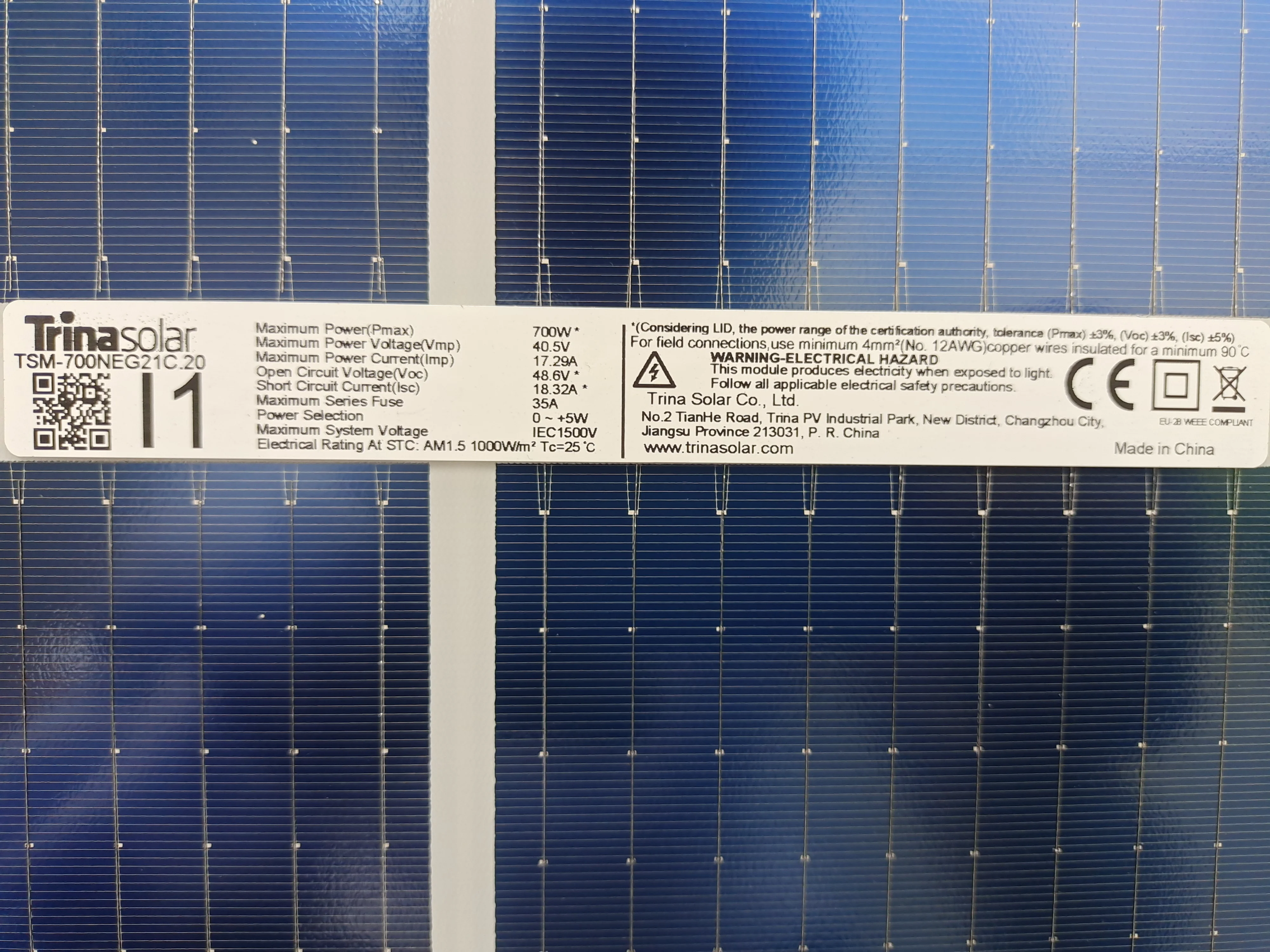 Trina vertex n 700w solar panel bifacial 700w 700watt 700wp 705W 710W 720W power supply for commerical solar system