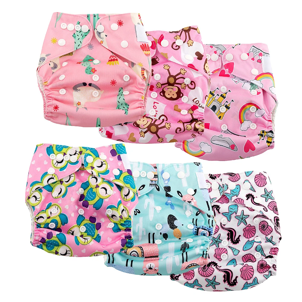 Reusable Cloth Diapers 6 Pack+12 pcs Microfiber Inserts One Size Adjustable Washable Pocket Nappy Covers for Baby