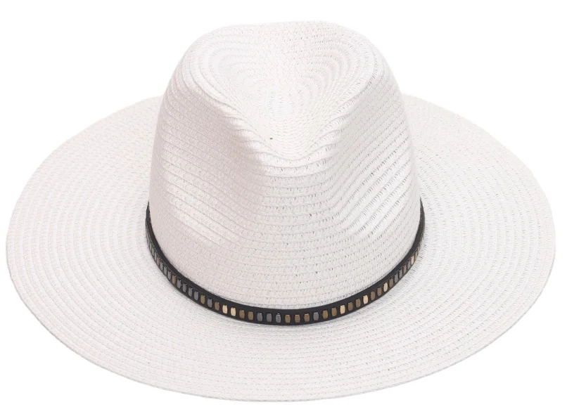 Manufacturers wholesale Panama straw summer beach sun hat with wide eaves to support customized logo for men and women