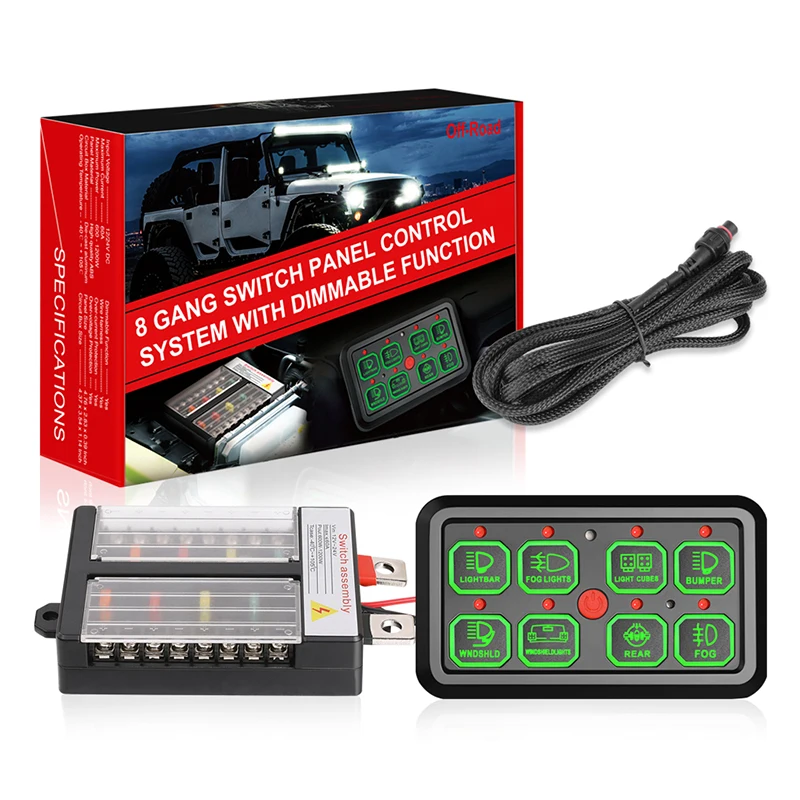 Back Lighting Dimmable With Slim Touch Control Box Green Backlight Universal Car Led Multifunction Light Switch Panel