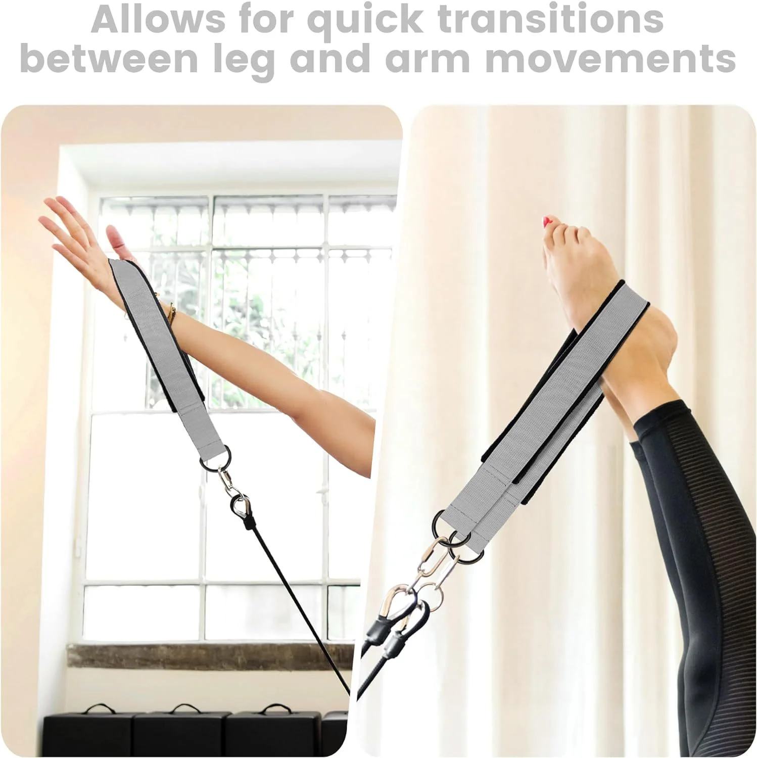 HWBE-0001# Polyester cotton Pilates double loop belt heavy foot fitness yoga equipment gym home exercise D-loop exercise belt