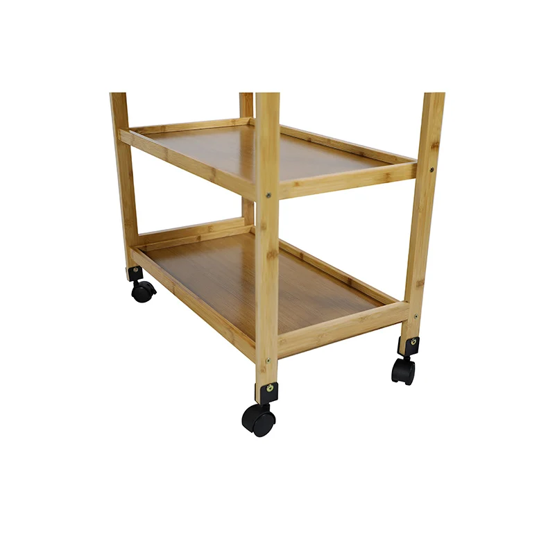 Трехслойная бамбуковая тележка для овощей, кухонная стойка для хранения, Кухонная Тележка