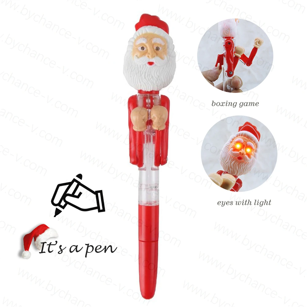 Christmas New Year party event thank you gift funny Santa Claus boxing LED pen for festive goody bag stuffers