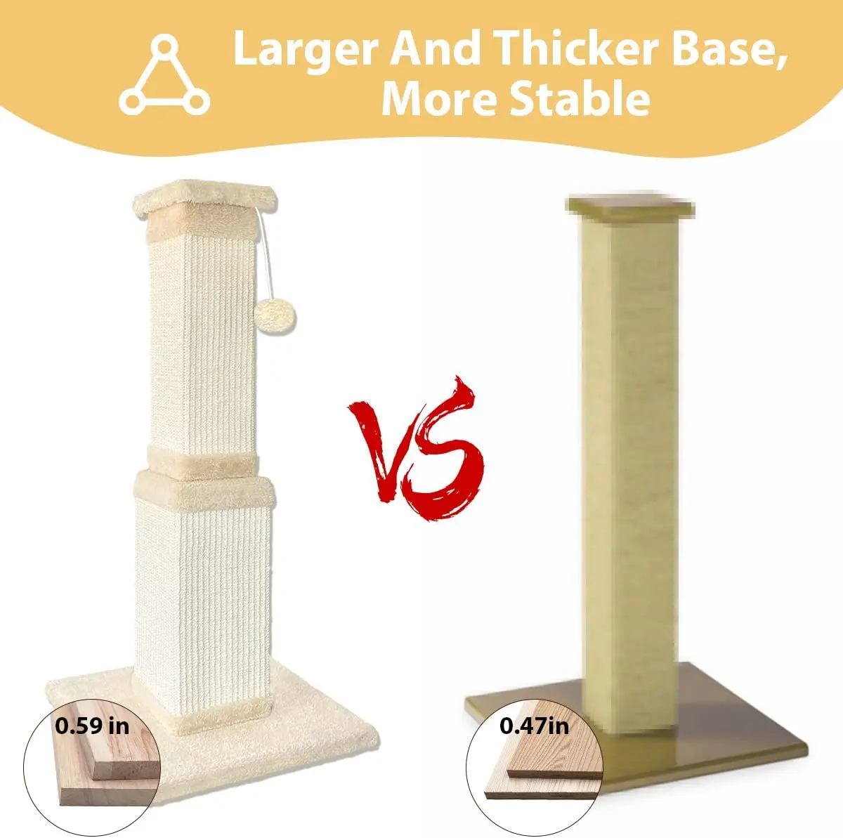 Cat Scratching Post, 32 Inch Large Cat Scratch Post for Cats and Kittens, Nature Sisal Modern Cat Scratcher for Indoor Cats