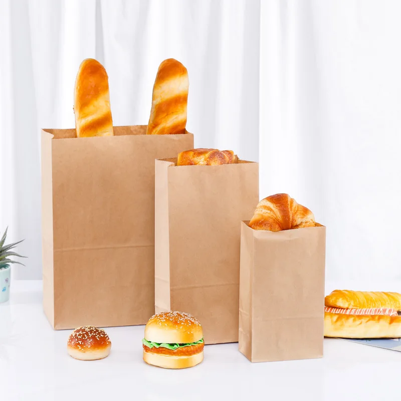 Custom Printed Food Grade Fast Food Take Away Packaging Greaseproof Paper Bag for French Fries Sandwich Roast Chicken