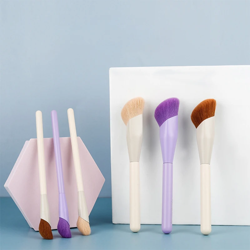 New Arrival 2pcs Wooden Handle Diamond Shape Ferrule Makeup Brush Smudge Brush Set Portable Custom Logo