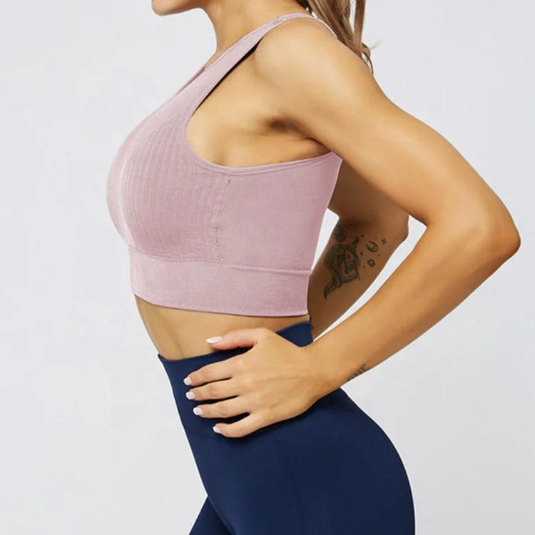 Wholesale yoga wear longline sports bra top women seamless sport bra