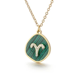 Stainless Steel Zodiac Necklace Zodiac Sign Necklace Star Zircon Necklace