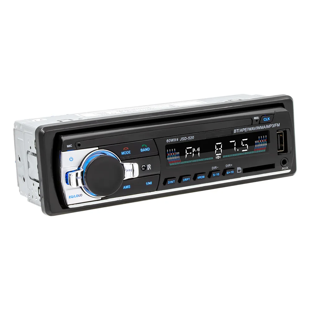 Hot Sale Car MP3 Player Stereo Autoradio Car Radio BT 12V In-dash 1 Din FM Aux In Receiver SD USB MP3 MMC WMA JSD-520