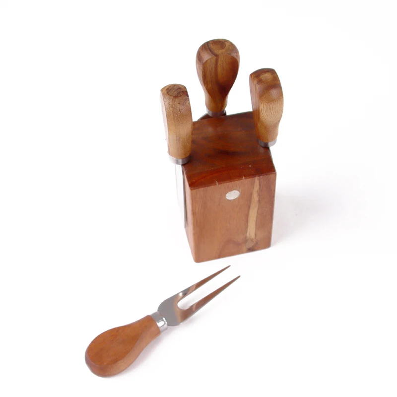 Wholesale Products Acacia Wood Black Cheese Knife Set 4 pieces of tools acacia wood cheese tools cheese knife