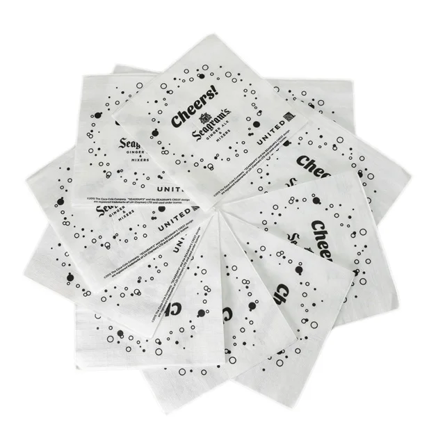 Custom Logo Disposable Virgin Pulp 2 Ply 1/4 Fold Bar Napkin Paper Napkin Tissue Printed