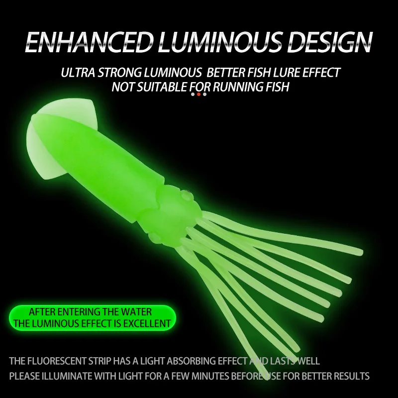 Fishing Soft Squid Lures Silicone Squid Trolling Jigs bait Accessories Luminous Artificial Saltwater Octopus Squid Skirt