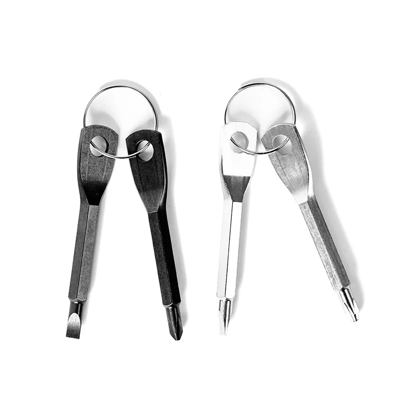 Portable Multi-Function Mini Keychain Screwdriver Outdoor EDC Steel Handle DIY Grade Cross-Blade Plum Blossom Hexagon Socket