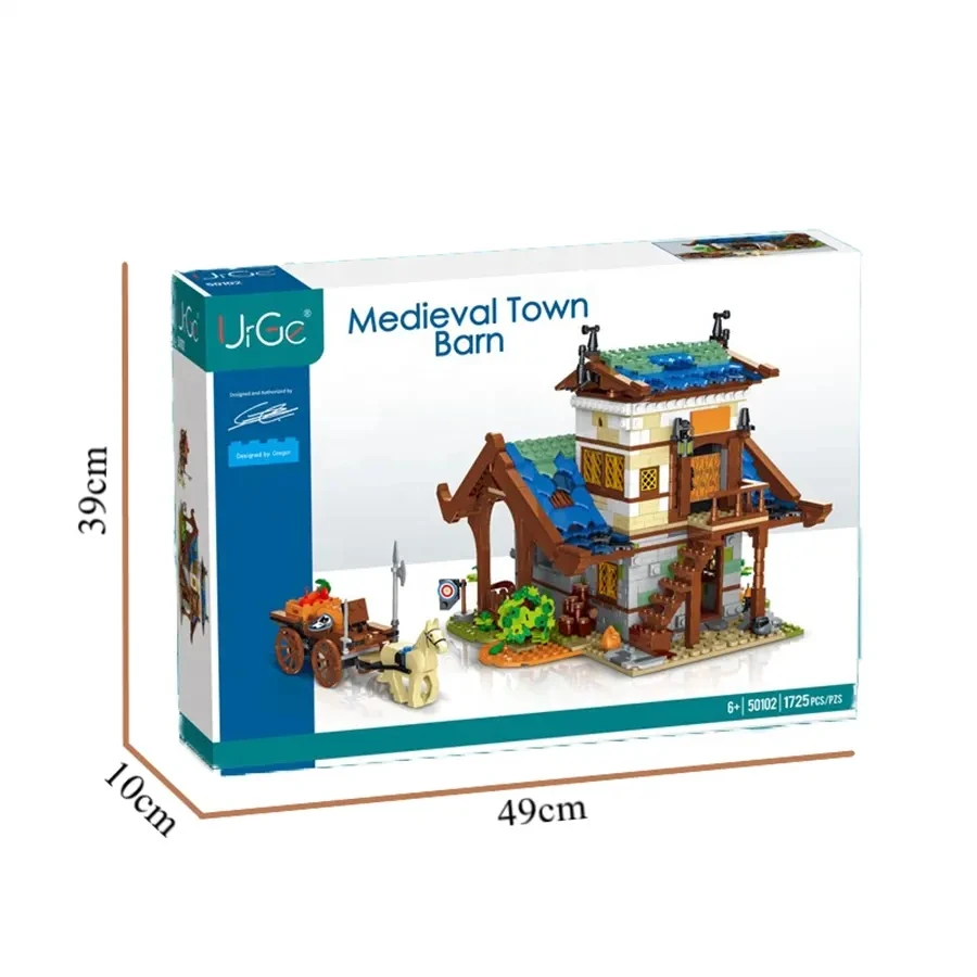 50102 Medieval Town Barn Model children 3d puzzles prefab houses tiny house for City Street View Model Toys