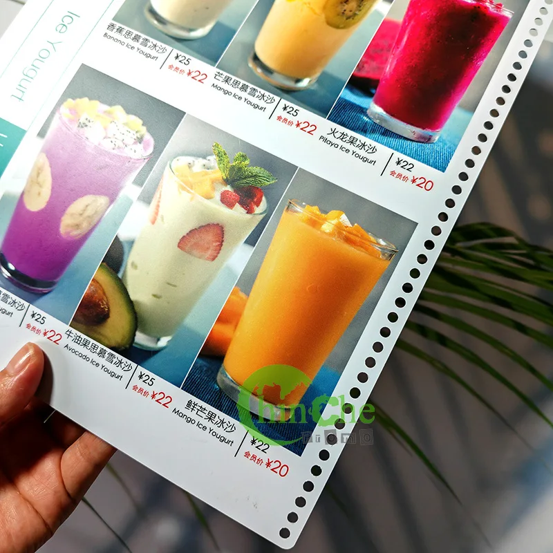 1pc Custom PVC Waterproof Laminated Plastic Menu Printing For Bar Restaurants Spas Salons