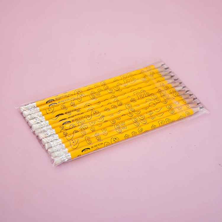 personalized oem graphite hb yellow coated 2b pencils school black lead round wooden pencils low moq in stock