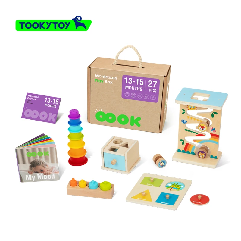 Early education Custom box cognitive card toy hourglass Montessori early 5 in 1  education toys 13-15 month Educational Box