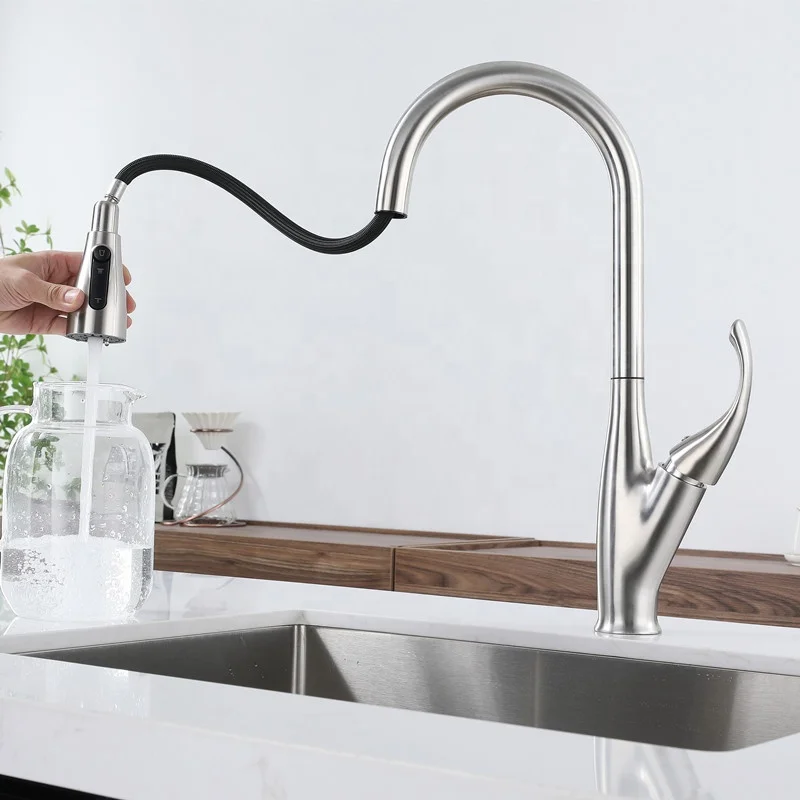 Sanitary Ware 3 Way Water Filter Faucet Spray Pull Down Kitchen Mixer Taps Pull Out Smart Touch Sensor Kitchen Sink Faucets