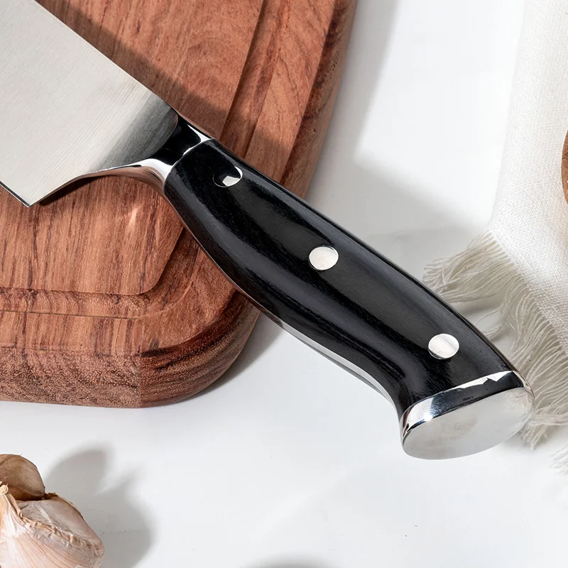 JJ Professional 8-Piece Chef Knife 3Cr13 Stainless Steel Set 430 S/S Blade with ABS Black Handles Kitchen Knife