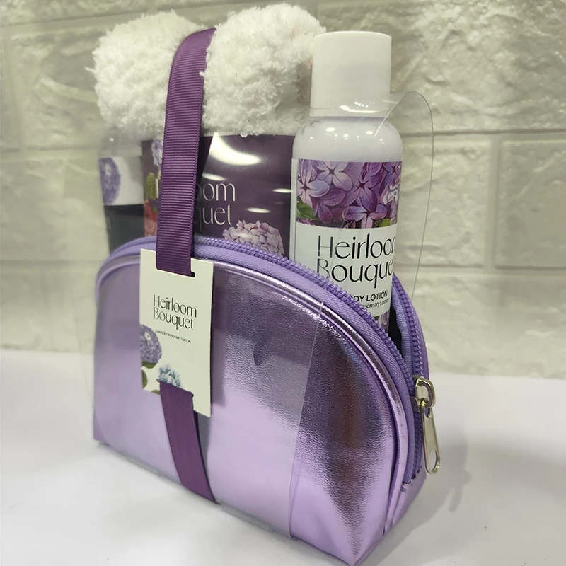 Natural Organic shower gel and body lotion Travel Cosmetic Bag Spa Gift Bath And Body Care Set