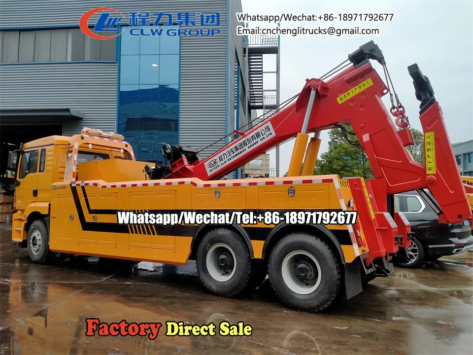 Shacman Heavy Duty 6x4 10 Wheel 25-30ton Road Towing Wrecker Truck With Two 25 Tons Winches