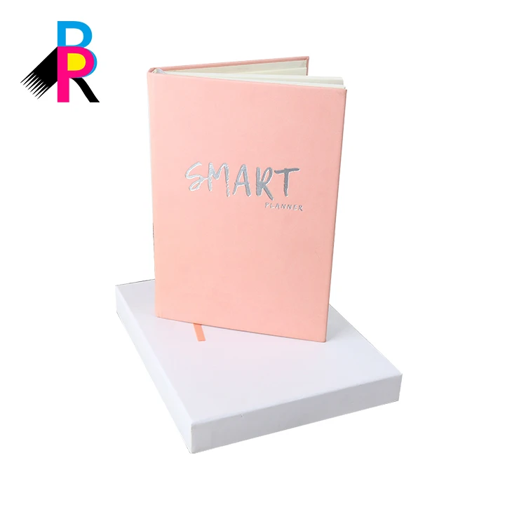 Factory hardcover leather cover A4 A5 Notebook planner printing custom pink journal with box