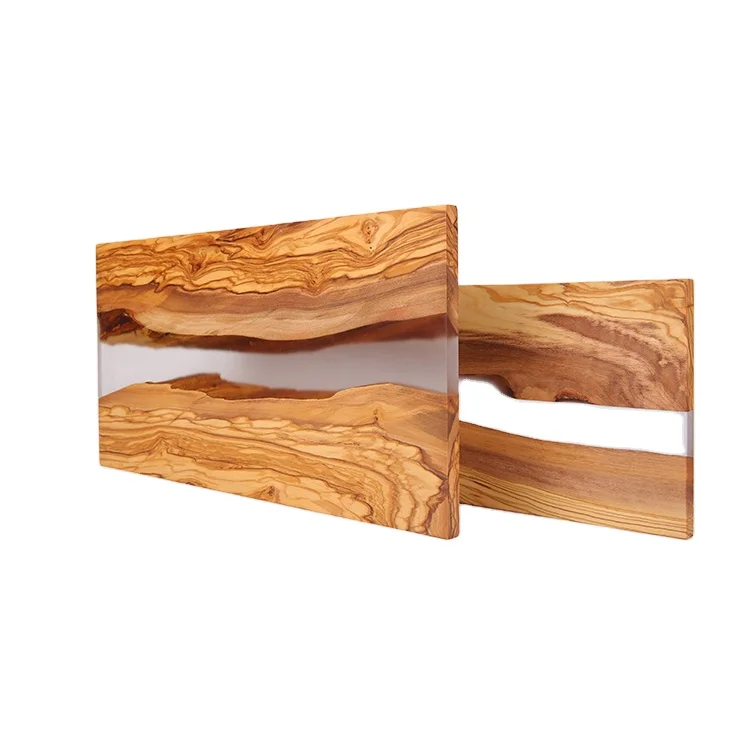 KINDOME NEW PRODUCTS Custom Rustic Charcuterie Board Olive Wood Cutting Board with Resin Cheese Board